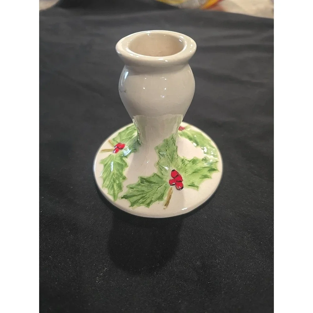 Vintage Holiday Mistletoe Candle Stick Holder 3